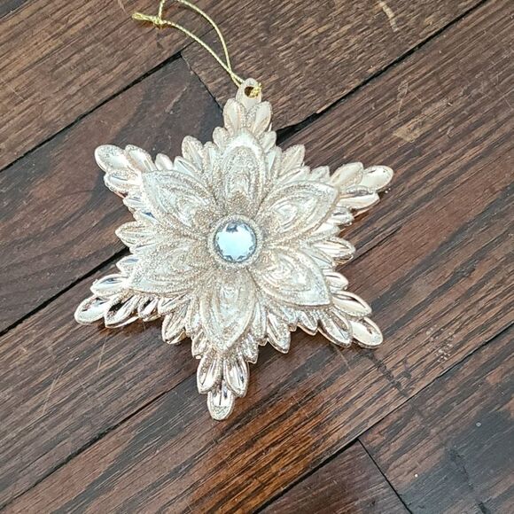 Vintage Other - Vintage Metallic Gold Rhinestome Star Snowflake Christmas Ornament